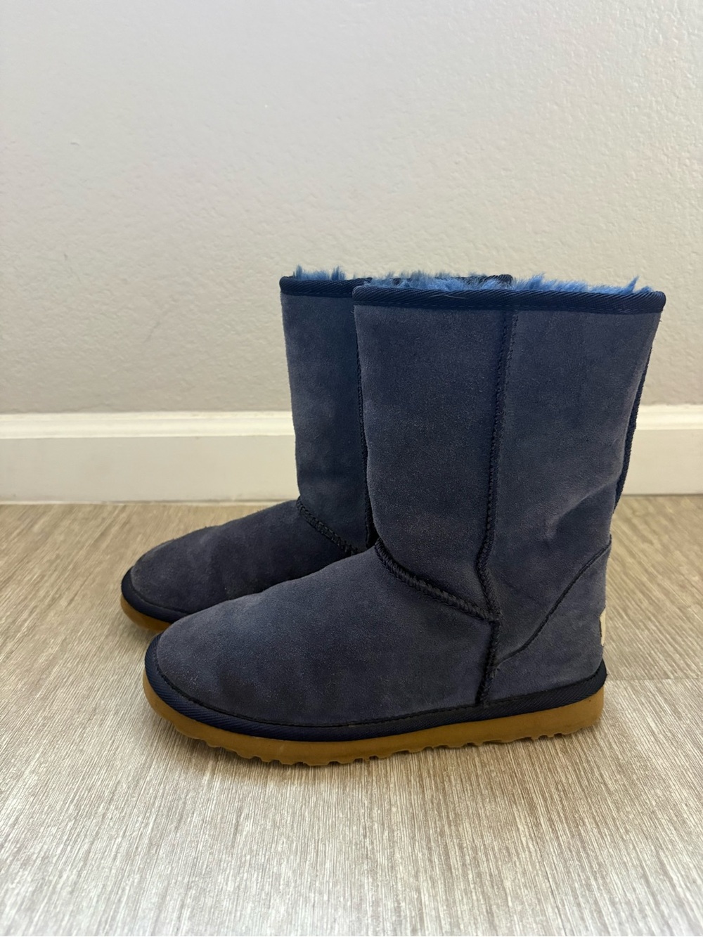 UGG Classic Short Shearling Boots in Navy Blue